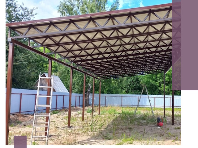 Односкатные навесы под ключ в Краснокаменске — изготовление и монтаж