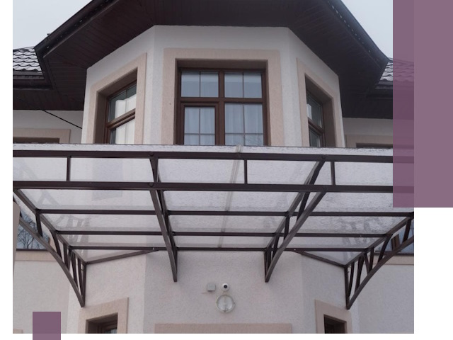 Козырьки из поликарбоната под ключ в Краснокаменске